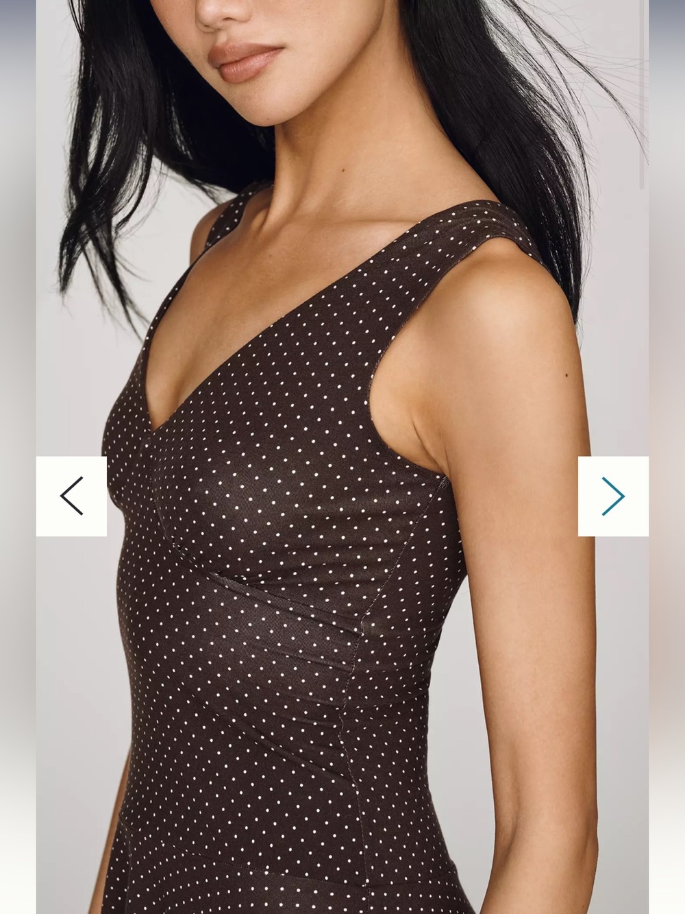 NWT🌷Reformation Lennie Lightweight Knit Dress in Chocolate Polka Dot Print - Picture 2 of 13